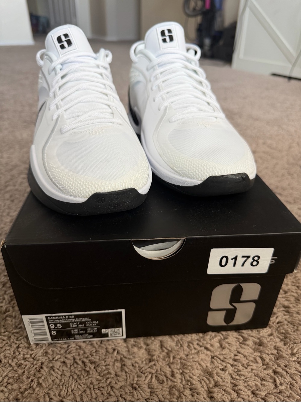 Brand New Sabrina 2 TB White Sneakers with Black Sole Accents